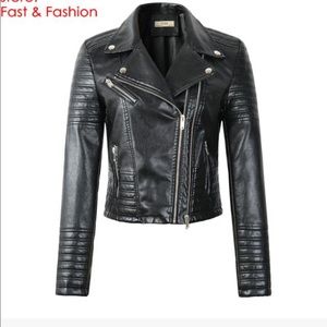 Motorcycle faux leather jacket